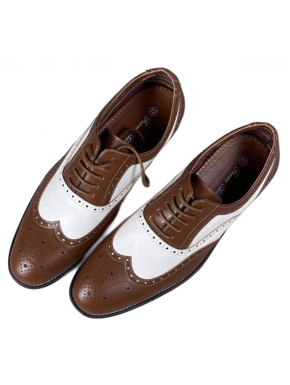 Ferro Aldo Men's Brown and White Wingtip Dress Shoes Size 12 NWOT